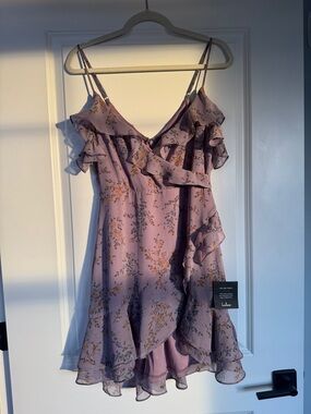 Lulu's Dusty Mauve Floral Ruffle Dress